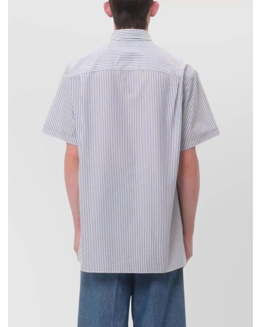 Valentino Garavani White Striped Cotton Short-Sleeve Button-Down Shirt for men