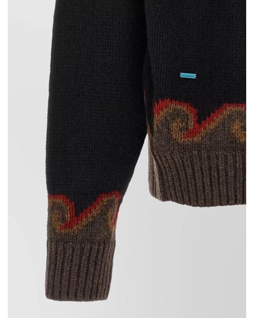 Alanui Black Winter Cardigan Shawl Collar Ribbed Knit