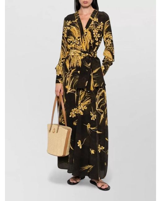 F.R.S For Restless Sleepers Multicolor Silk Blend Maxi Dress Belted Waist