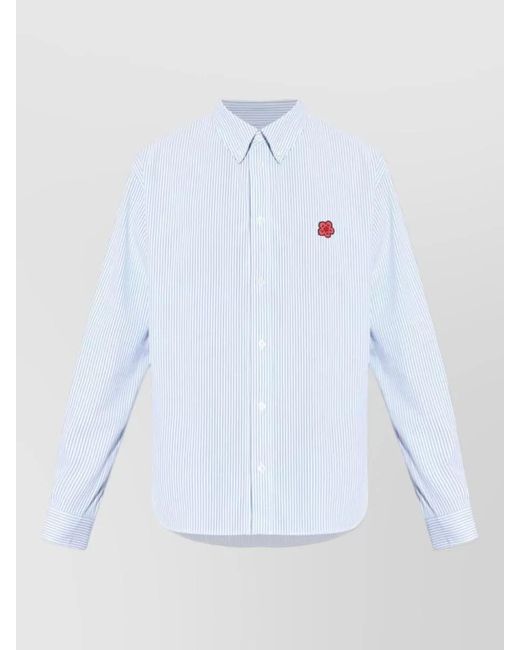 KENZO White Seersucker Cotton Casual Shirt for men