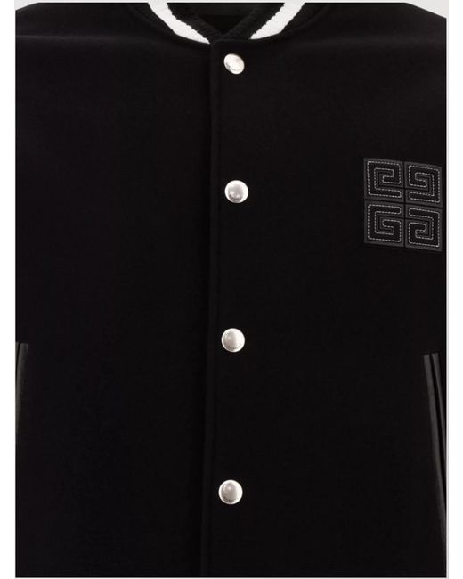 Givenchy Black Wool Varsity Bomber Jacket for men