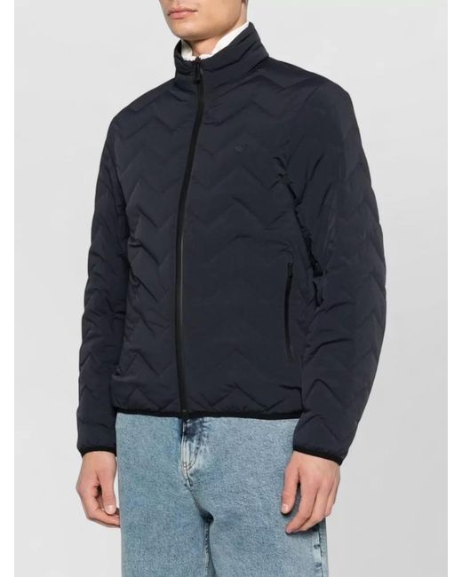 Emporio Armani Blue Chevron-Quilted Down Puffer Jacket for men
