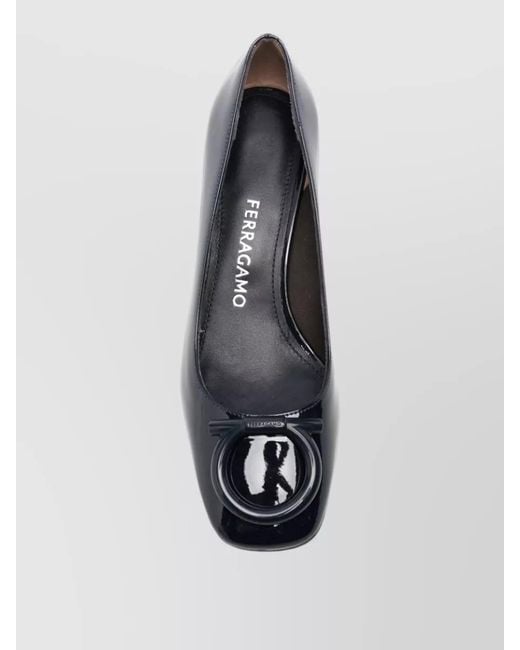 Ferragamo Blue Patent Leather Pumps