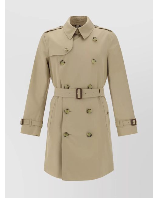 Burberry Natural Cotton Double-Breasted Belted Mid-Length Trench Coat for men