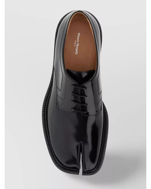 Maison Margiela Black Leather Tabi Lace-Up Shoes for men