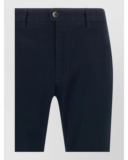 Incotex Blue Cotton Trousers Featuring Front And Back Pockets for men