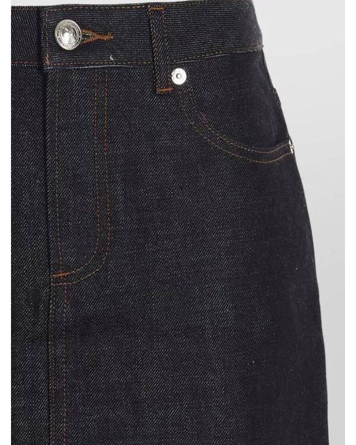 A.P.C. Black Denim Skirt Mid Length Utility Style Belt