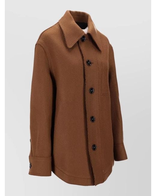 AMI Brown Virgin Wool Single-Breasted Fitted Jacket