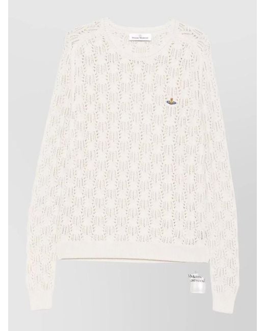 Vivienne Westwood Natural Crewneck Sweater Open Knit Ribbed Trims for men
