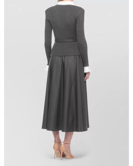 Self-Portrait Black Belted Tailoring Dress Contrasting Collar