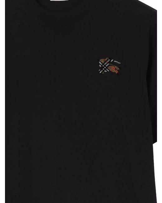 Burberry Black Cotton Slim-Fit Embroidered T-Shirt for men