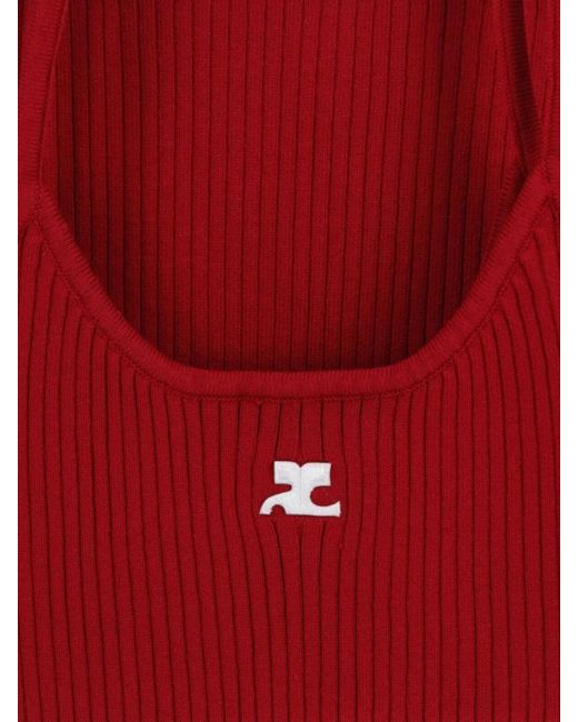 Courreges Red Slim-Fit Knit Tank Top