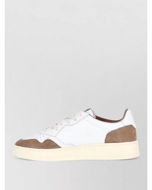 Autry White Low Sneakers Perforated Toe Box Contrast Panel Rubber Sole for men