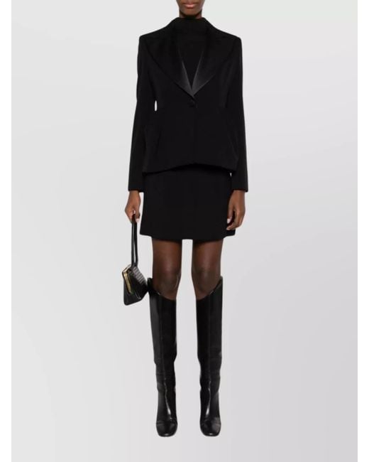 Max Mara Black Wool Single-Breasted Peplum Blazer