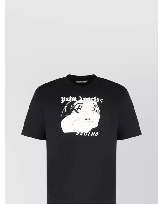 Palm Angels Black Cotton Printed Short-Sleeve T-Shirt for men