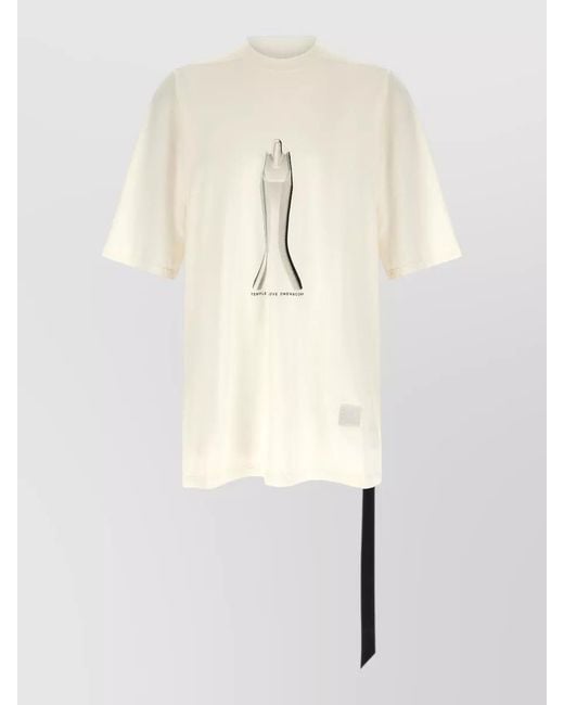 Rick Owens Natural Jumbo Graphic T Shirt Crew Neck Back Detail for men