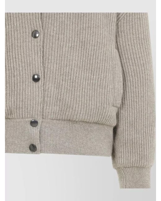 Brunello Cucinelli Gray Cashmere Bomber Jacket Relaxed Knitwear Style