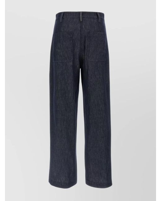 Brunello Cucinelli Blue Wide Leg Denim Trousers