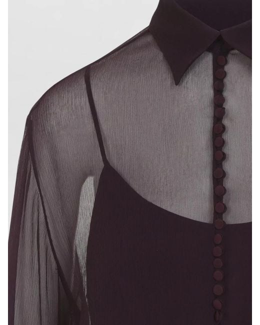Ermanno Scervino Blue Silk Chiffon Shirt Relaxed Silhouette