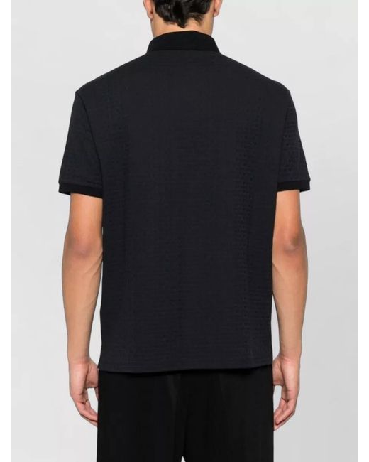 Emporio Armani Black Textured Cotton Polo Shirt for men