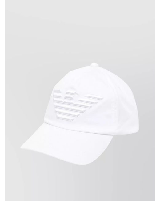 Emporio Armani White Logo Embroidered Cotton Baseball Cap for men