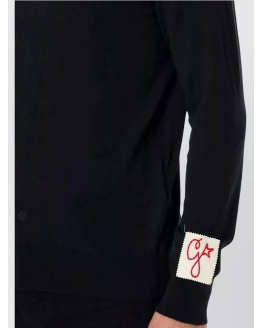 Golden Goose Deluxe Brand Blue Virgin Wool Long-Sleeve Knit Polo Shirt for men