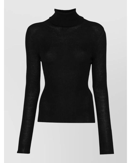 Roberto Collina Black Wool Turtleneck Sweatshirt