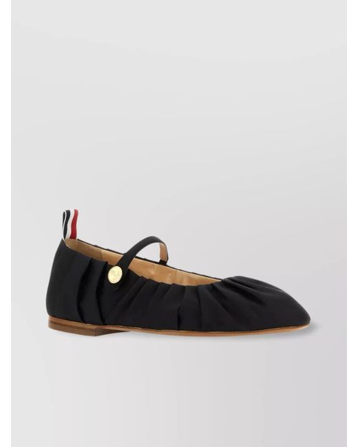 Thom Browne Black Silk Pleated Ballerina Shoes