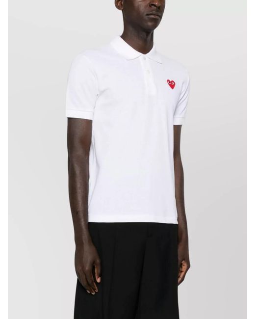 Comme des Garçons White Cotton Short-Sleeve Polo Shirt for men