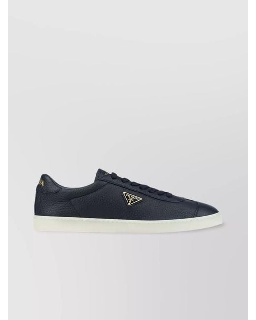 Prada Blue Leather Low-Top Sneakers for men