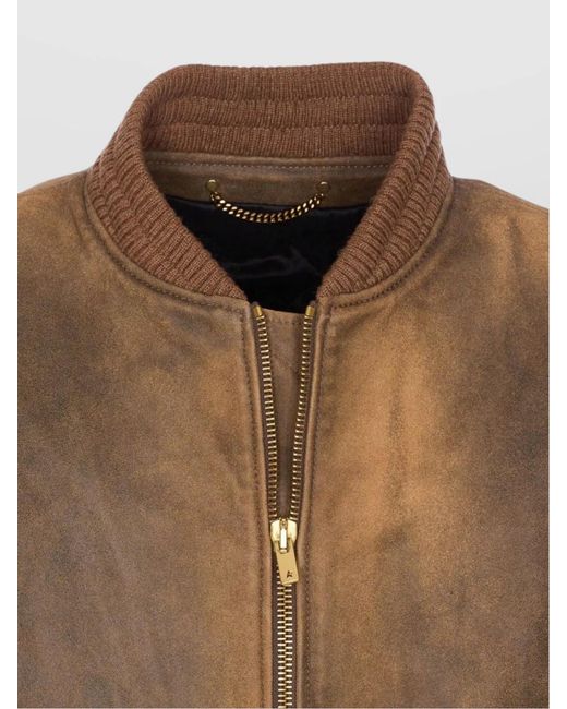 Golden Goose Deluxe Brand Brown Leather Relaxed-Fit Bomber Jacket for men