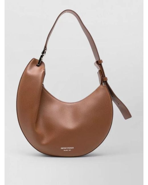 Emporio Armani Brown Medium Leather Hobo Bag Top Handle