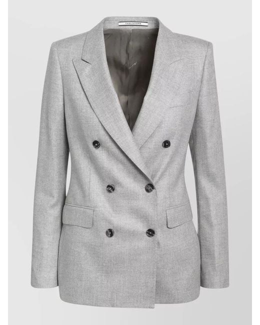 Tagliatore Gray Double Breasted Tailored Jacket Long Sleeves