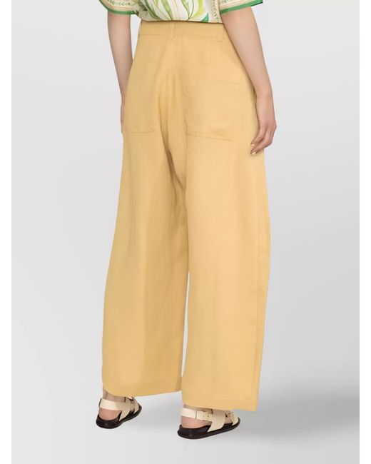 Studio Nicholson Yellow Cotton High-Rise Cropped Wide-Leg Trousers