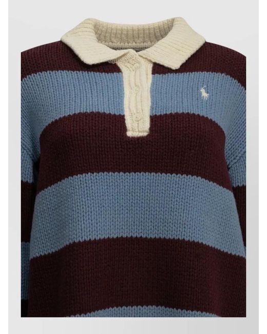 Polo Ralph Lauren Blue Wool Rugby Polo Sweater