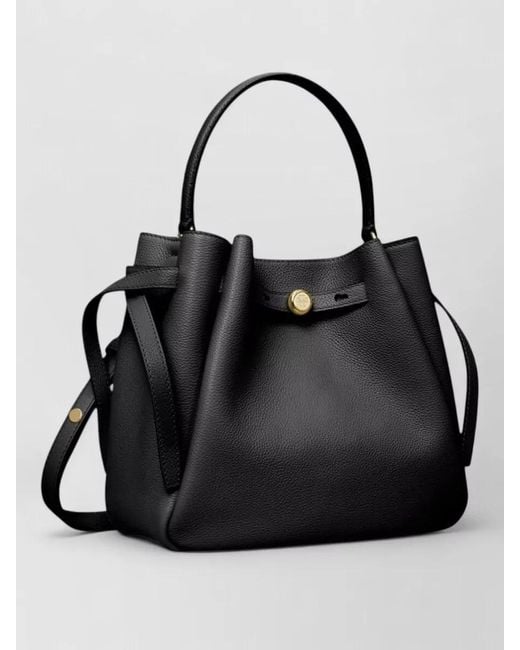Tory Burch Black Romy Leather Bucket Bag
