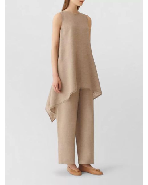 Fabiana Filippi Natural Sleeveless Asymmetric Paneled Tunic Top