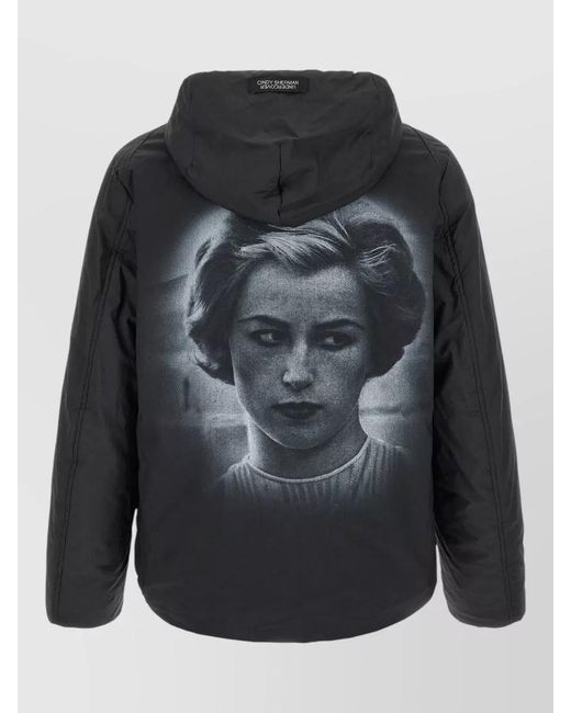 Undercover Black Printed Hooded Padded Coat for men