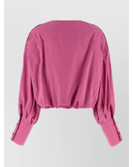 Thelatest Pink Diana Cropped Blouse Long Sleeves Cutouts