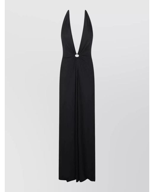 Amazuìn Black Joele Halter Neck Maxi Dress Ring Detail