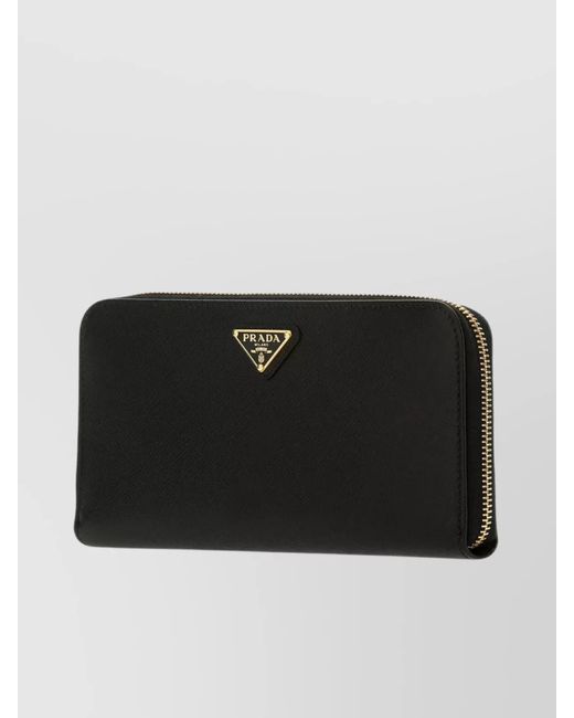 Prada Black Leather Zip-Around Wallet