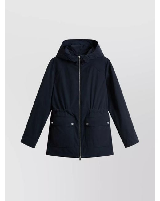 Woolrich Women's Blue Hooded Jacket For Summer