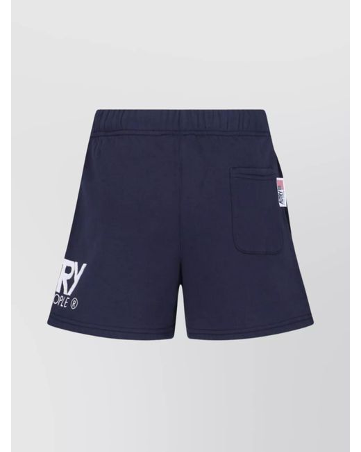 Autry Blue Cotton Straight Shorts