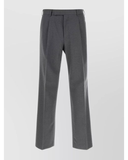 PT Torino Gray Virgin Wool Tailored Trousers for men