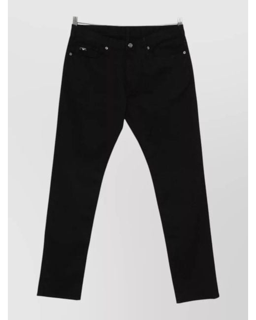 Emporio Armani Black Slim Cotton Denim Jeans Five Pocket Belt Loops for men