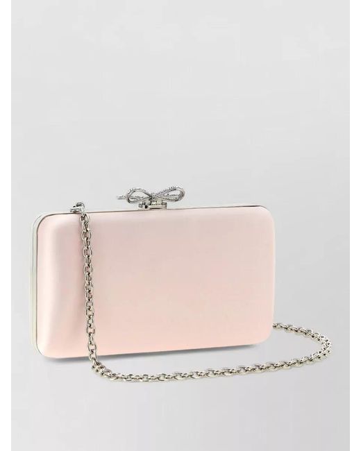 Self-Portrait Pink The Bow Satin Clutch Bag