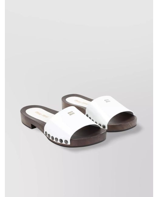 Miu Miu White Leather Clogs