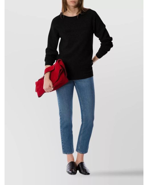 Alberta Ferretti Black Long Sleeve Crew Neck Knitwear Top