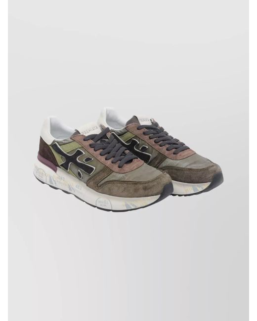 Premiata Gray Suede And Fabric Sneakers for men