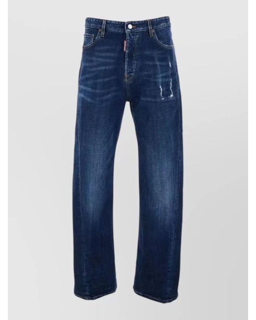 DSquared² Blue Loose Fit Jeans Belt Loops Five Pockets for men
